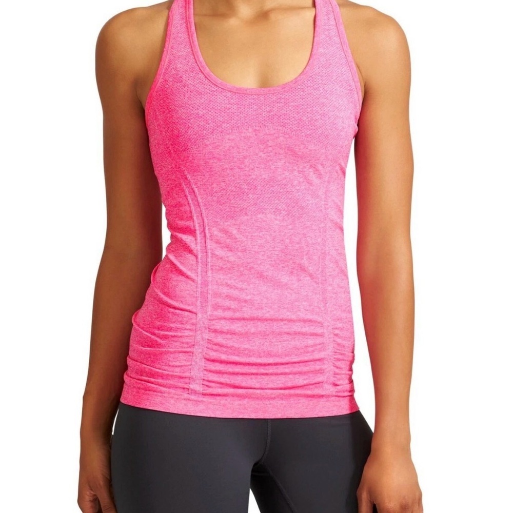 Athleta Fastest Track Tank Top, Neon Pink Ruched Racerback - Size S - Picture 6 of 6